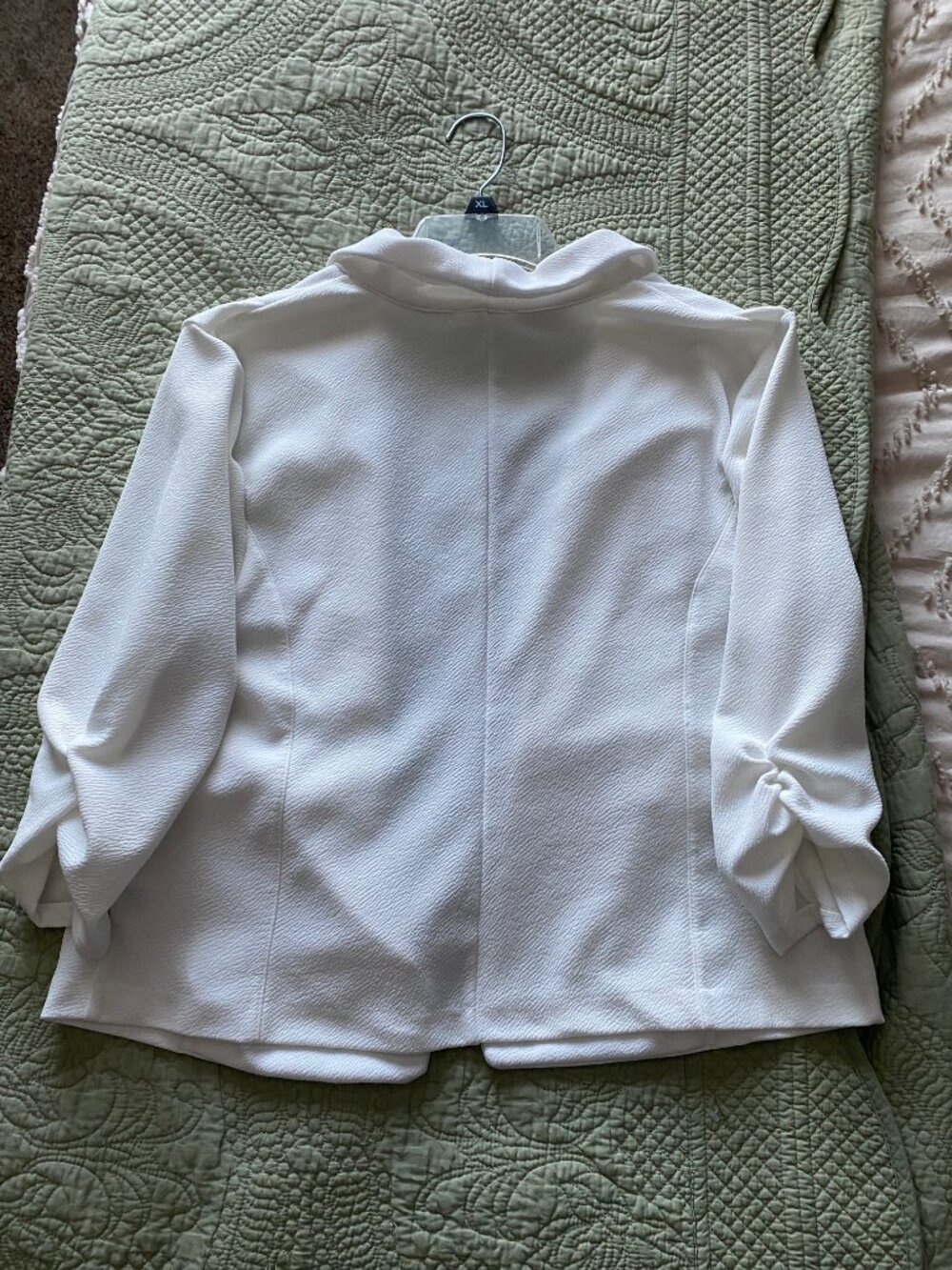 Maurices White Knit Cropped Blazer Jacket with Scrunched Sleeves Size XL - Picture 4 of 4
